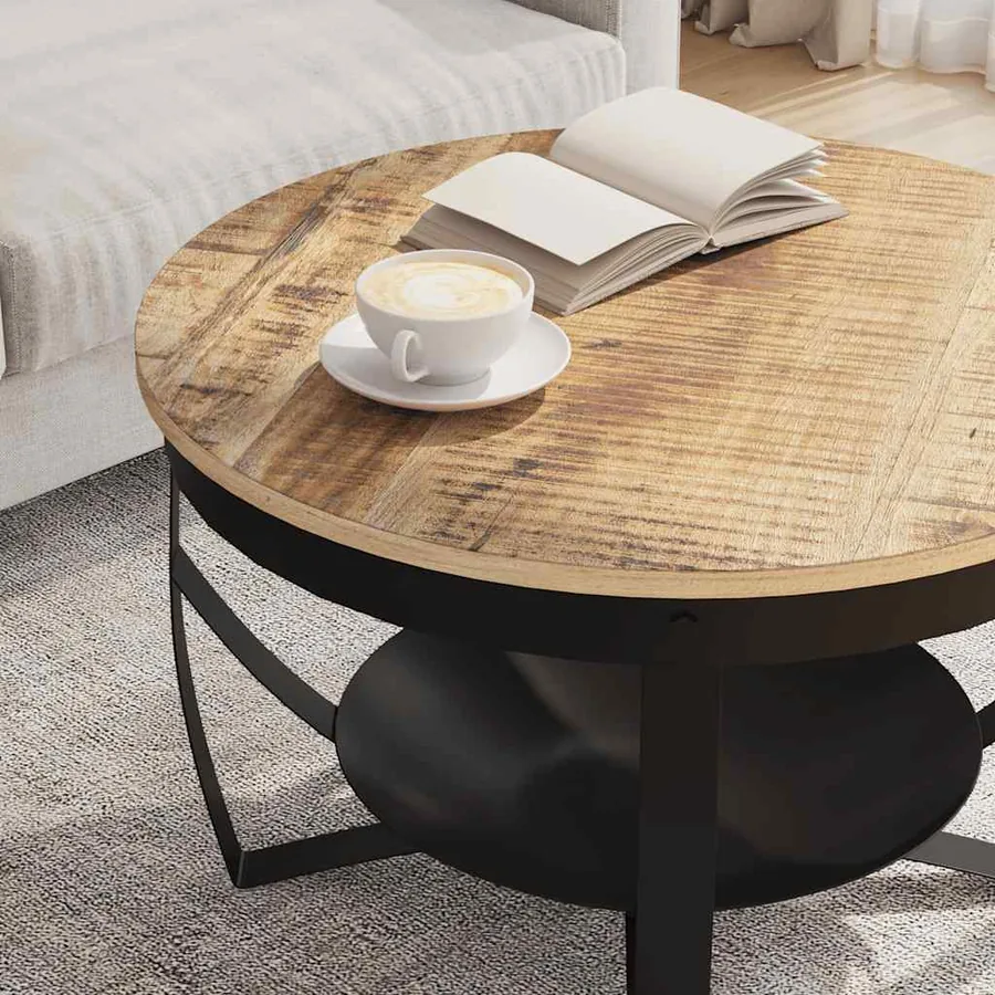 Table basse Ø68x43 cm Bois de manguier brut - 3