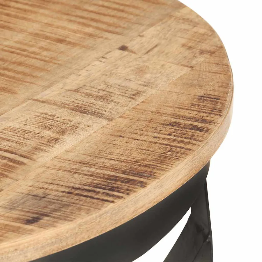 Table basse Ø68x43 cm Bois de manguier brut - 8