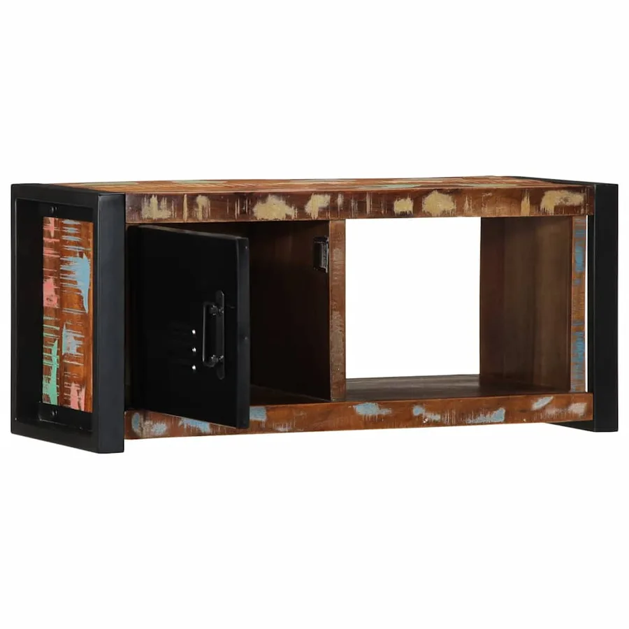 Meuble TV 80x30x35 cm bois massif de récupération - 2