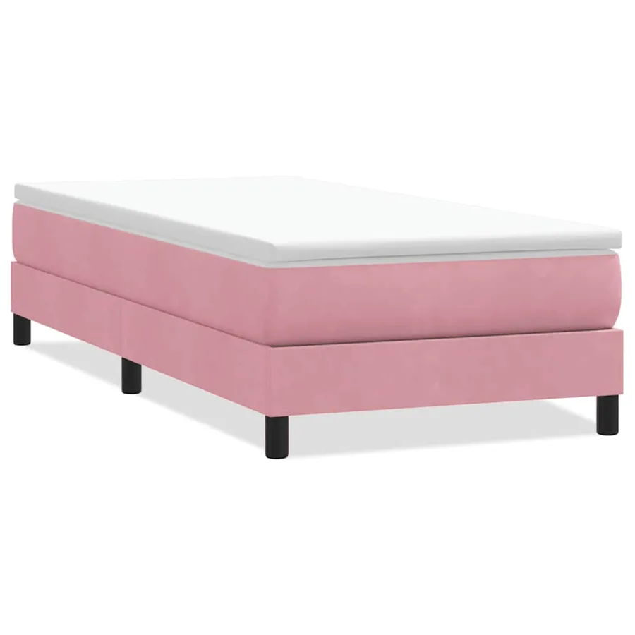 Sommier à lattes de lit sans matelas rose 100x220 cm velours - 2