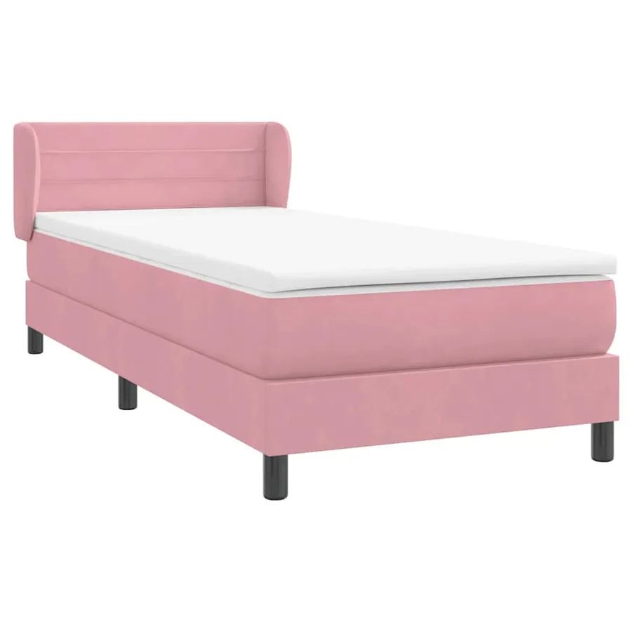 Sommier à lattes de lit avec matelas rose 100x220 cm velours - 4