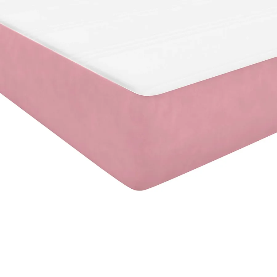 Sommier à lattes de lit avec matelas rose 100x220 cm velours - 9