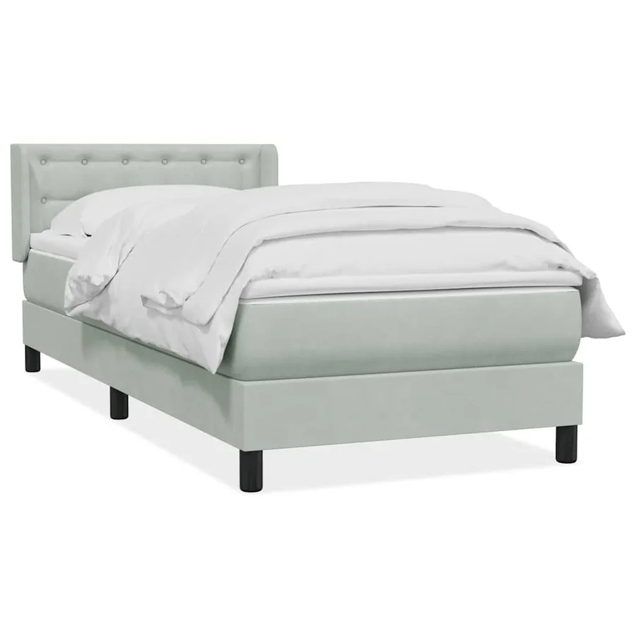 Sommier à lattes de lit et matelas gris clair 100x220cm velours - 2