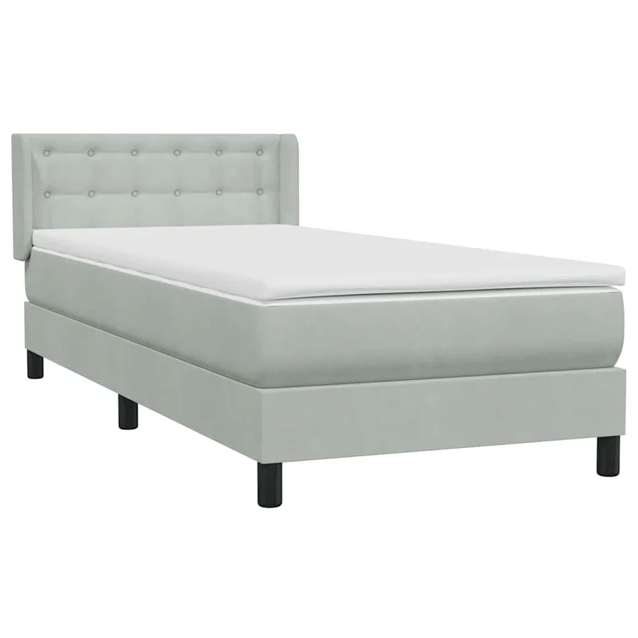 Sommier à lattes de lit et matelas gris clair 100x220cm velours - 4