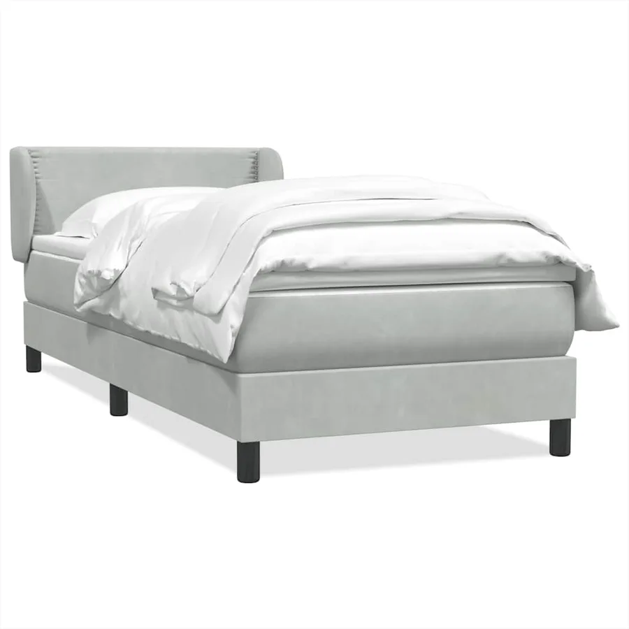Sommier à lattes de lit et matelas gris clair 100x220cm velours - 2