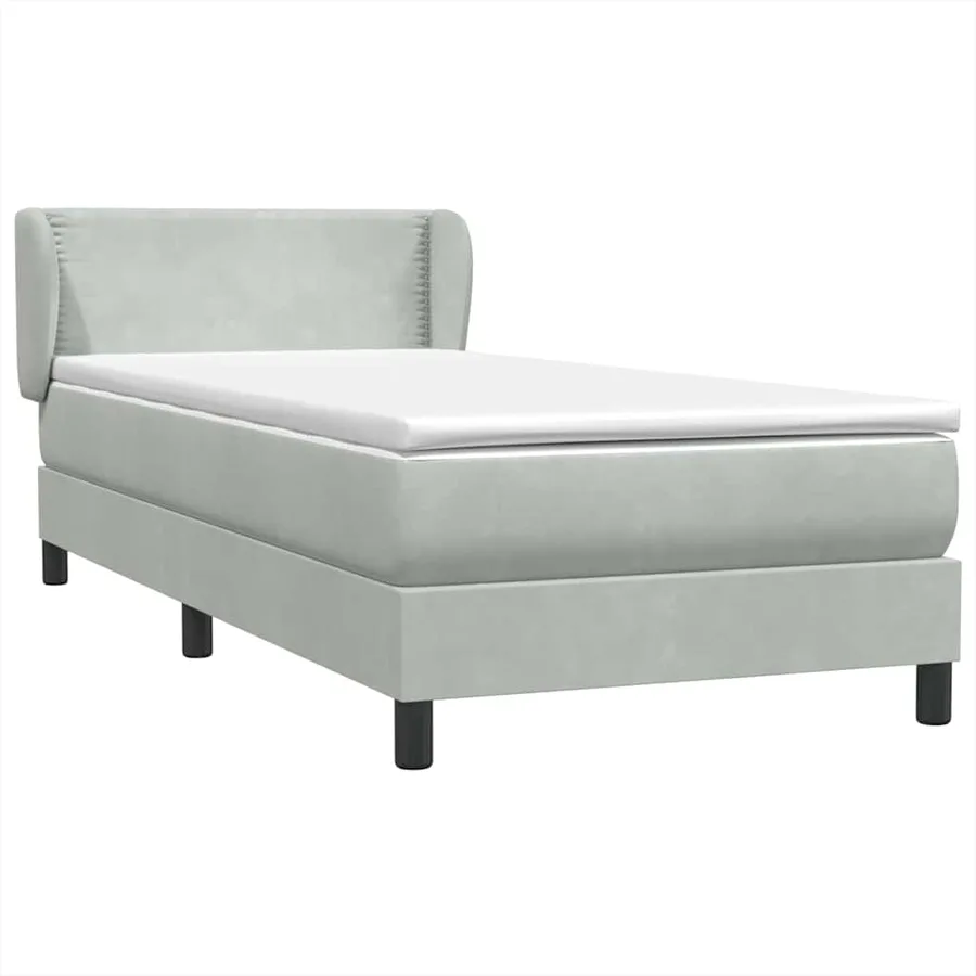 Sommier à lattes de lit et matelas gris clair 100x220cm velours - 4