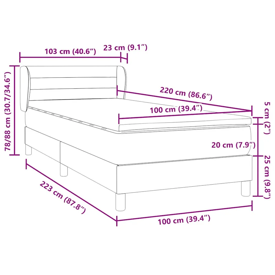 Sommier à lattes de lit et matelas gris clair 100x220cm velours - 12