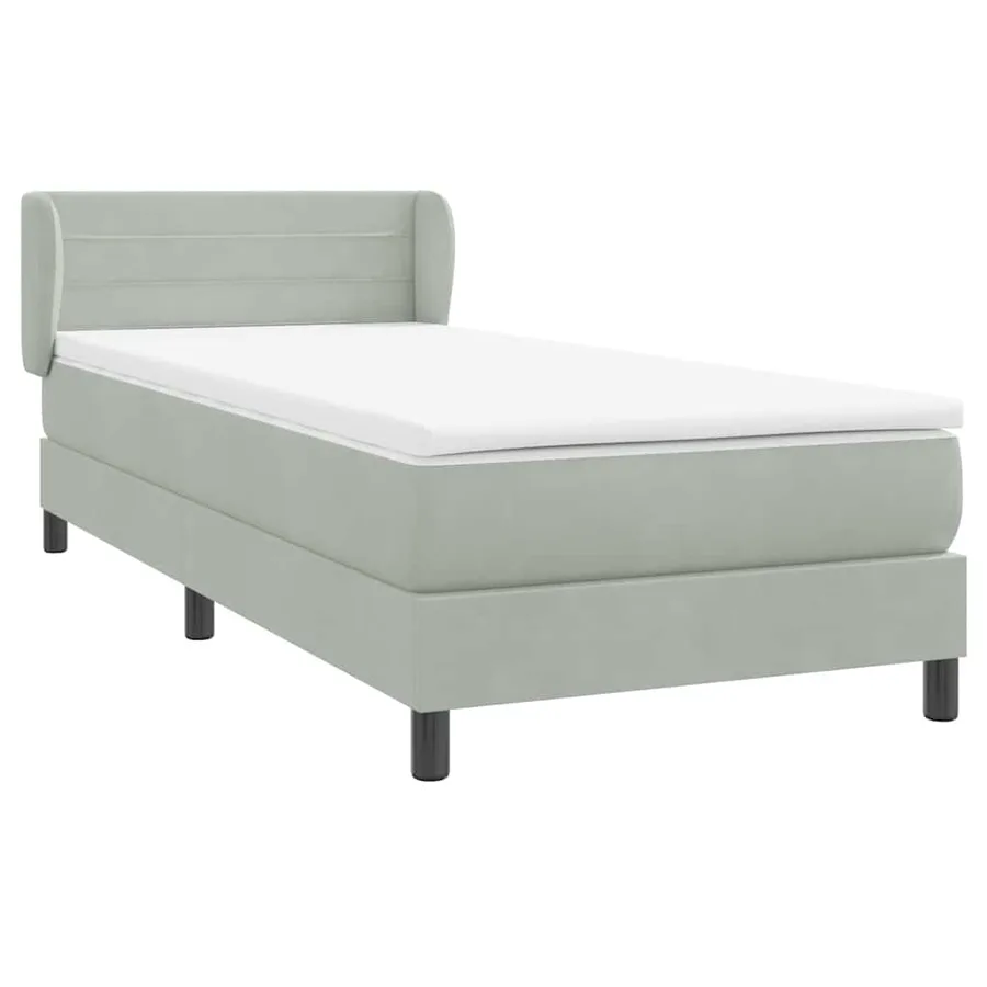 Sommier à lattes de lit et matelas gris clair 100x220cm velours - 4