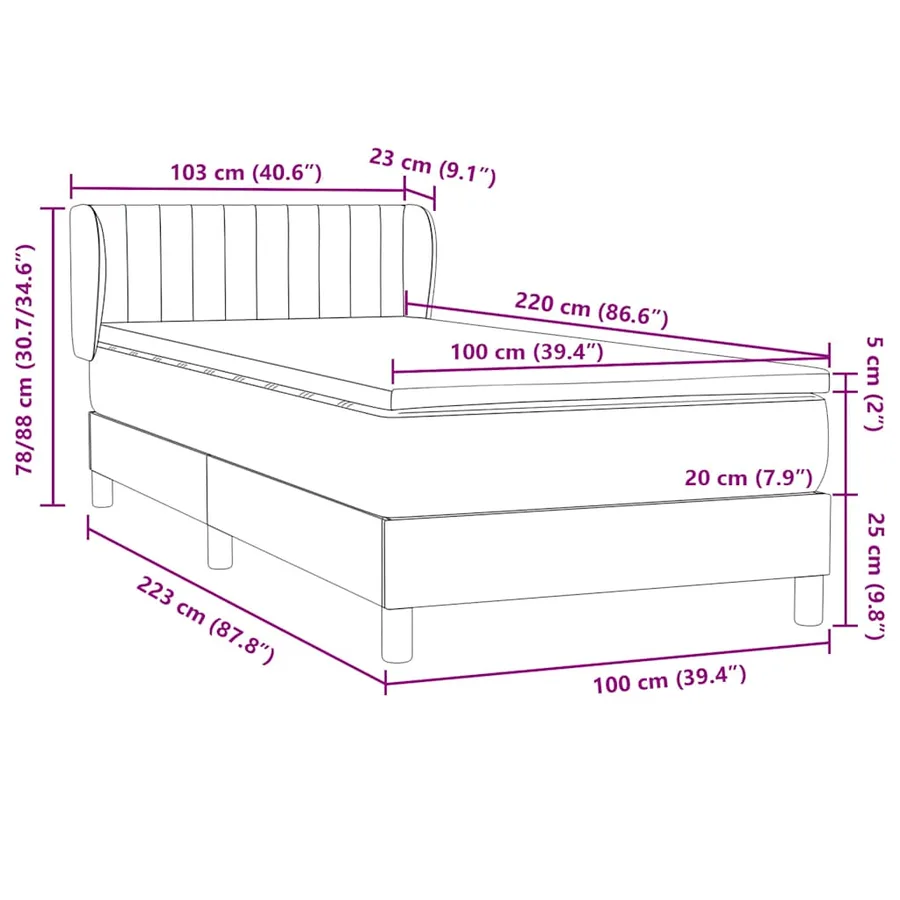 Sommier à lattes de lit et matelas gris clair 100x220cm velours - 12