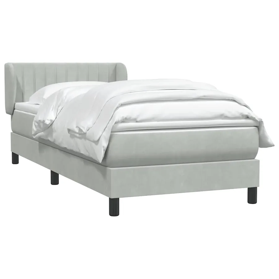 Sommier à lattes de lit et matelas gris clair 100x220cm velours - 3