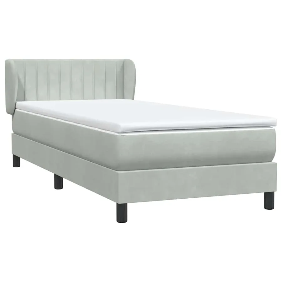 Sommier à lattes de lit et matelas gris clair 100x220cm velours - 4