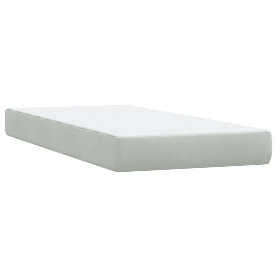 Sommier à lattes de lit et matelas gris clair 100x220cm velours - 6