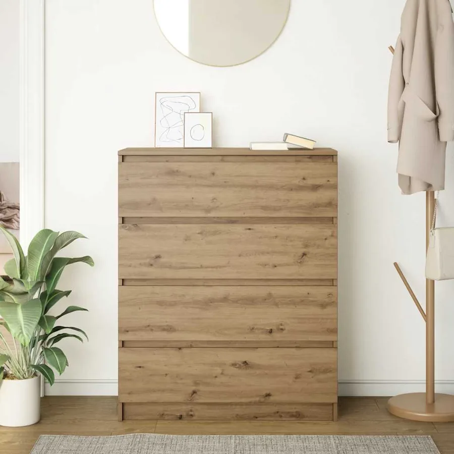 Buffet chêne artisanal 80x35x99 cm bois d'ingénierie - 3