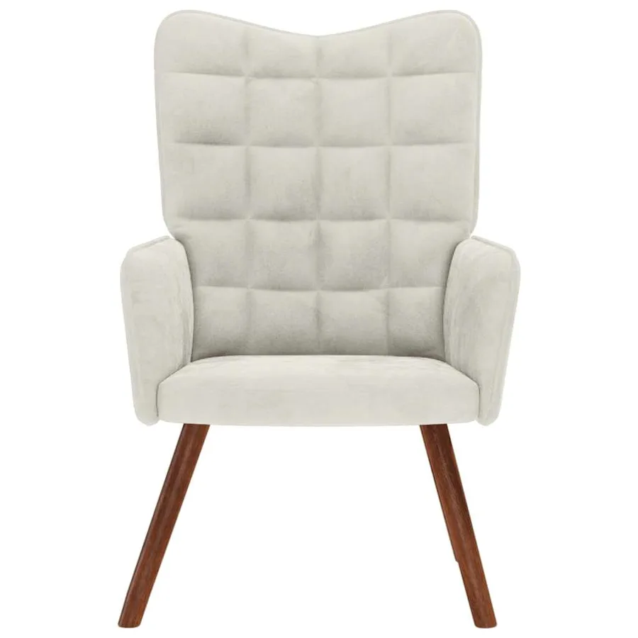 Chaise de relaxation crème velours - 3