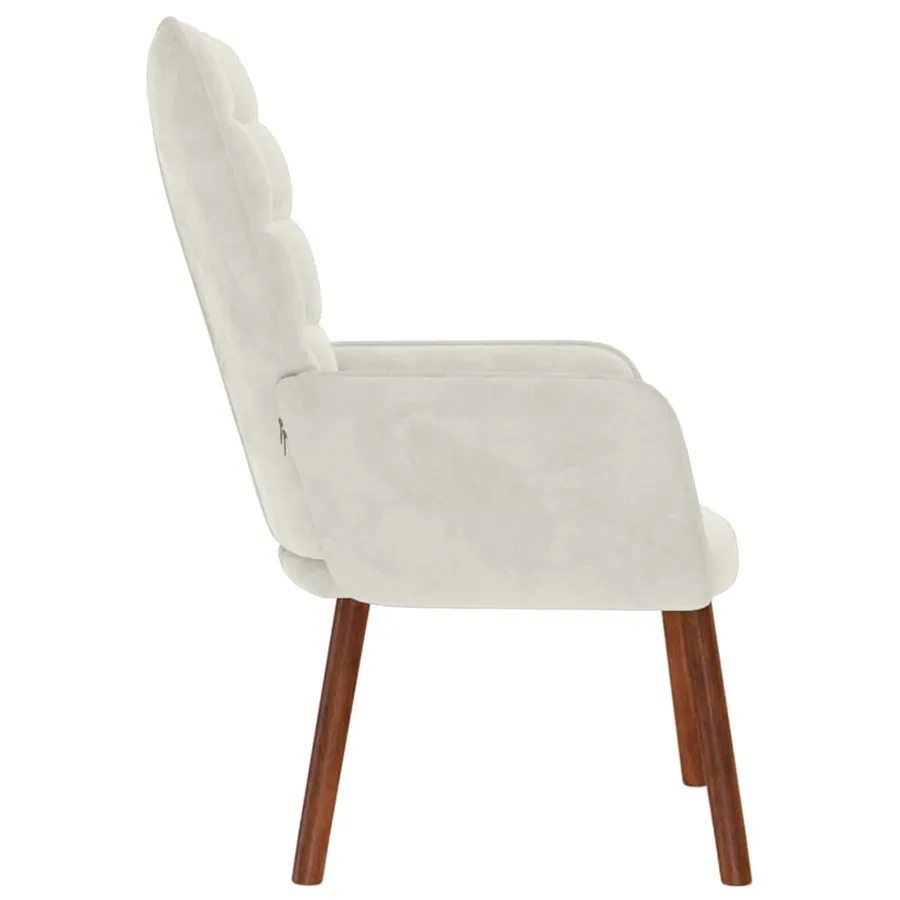 Chaise de relaxation crème velours - 4