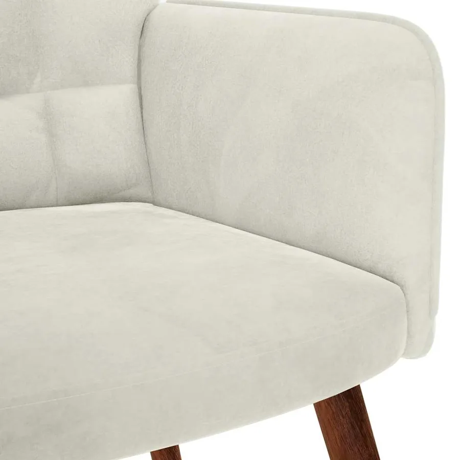 Chaise de relaxation crème velours - 6