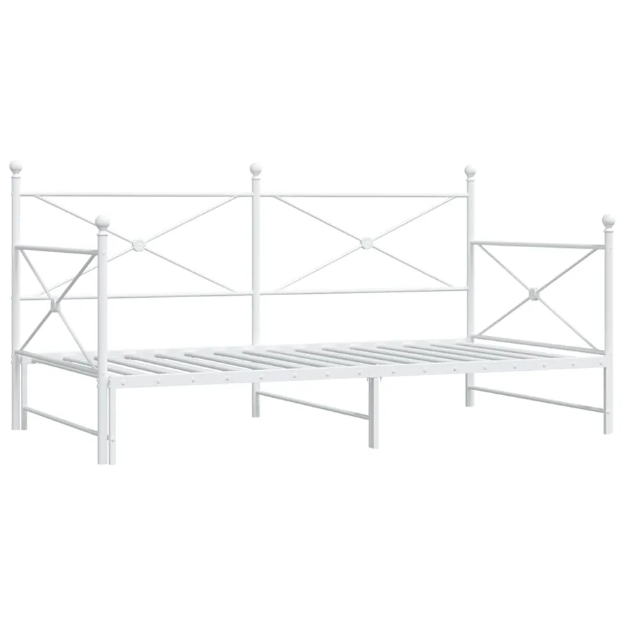 Lit de jour avec lit gigogne sans matelas blanc 107x203cm acier - 2