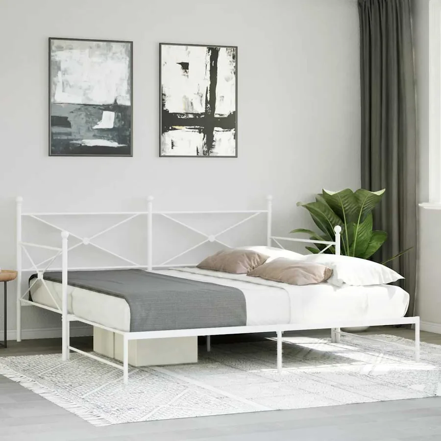 Lit de jour avec lit gigogne sans matelas blanc 107x203cm acier - 3