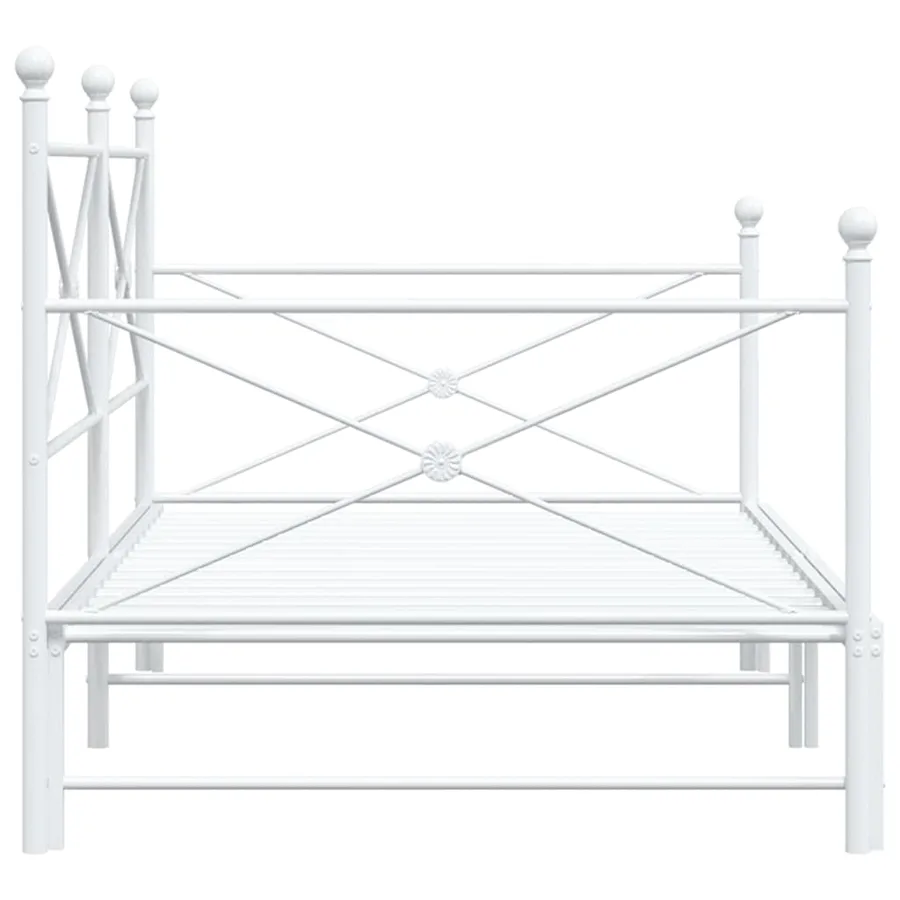 Lit de jour avec lit gigogne sans matelas blanc 107x203cm acier - 7
