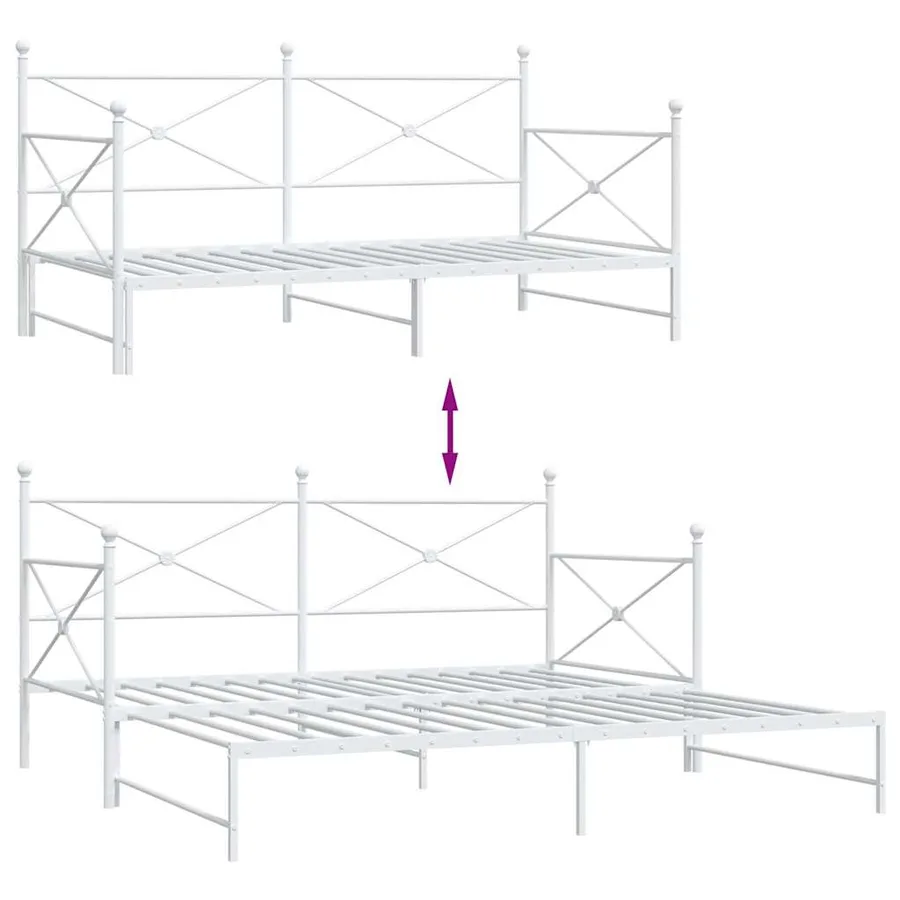 Lit de jour avec lit gigogne sans matelas blanc 107x203cm acier - 9