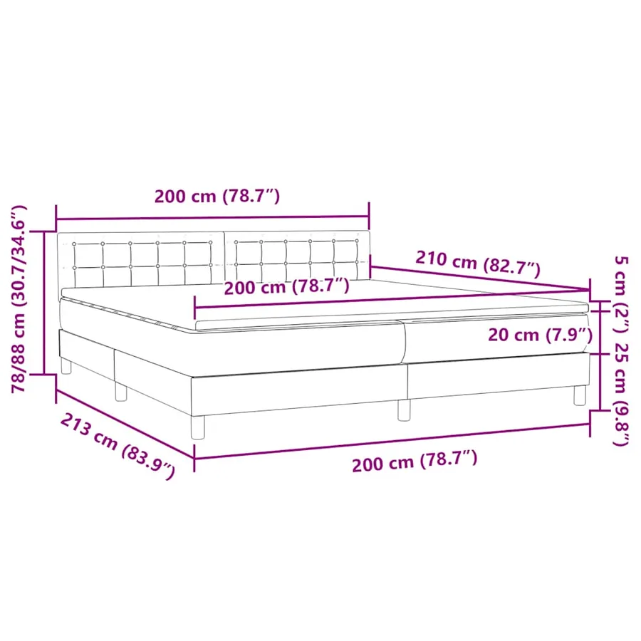 Sommier à lattes de lit avec matelas noir 200x210 cm Velours - 12