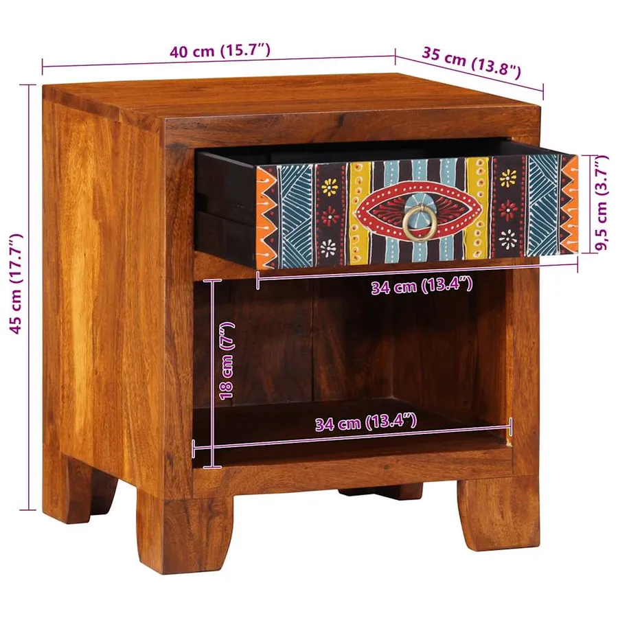 Table de chevet 2 pcs 40x35x45 cm bois d'acacia massif - 14
