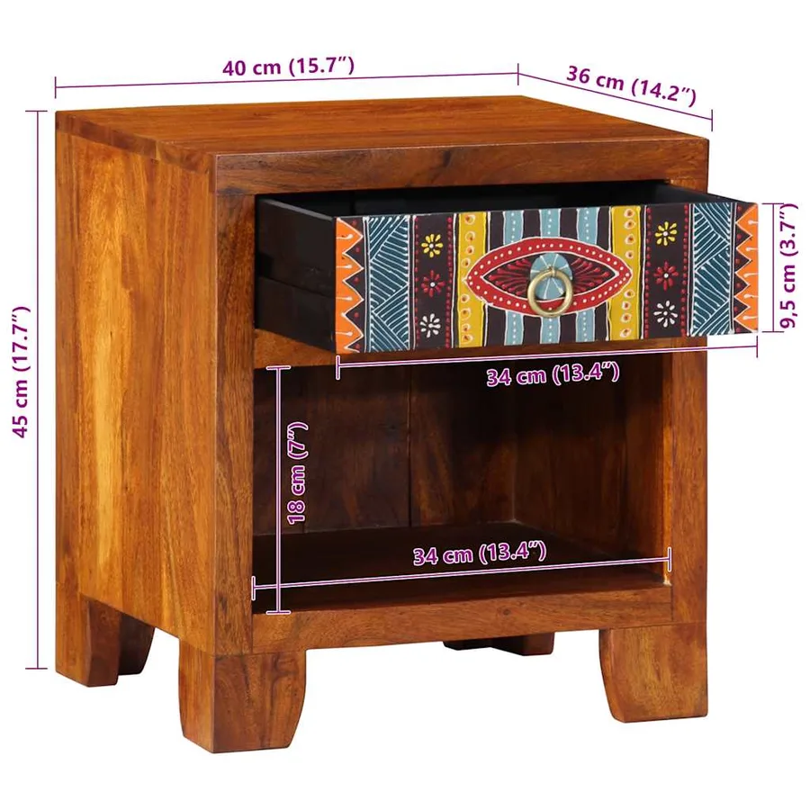 Table de chevet 2 pcs 40x35x45 cm bois d'acacia massif - 9