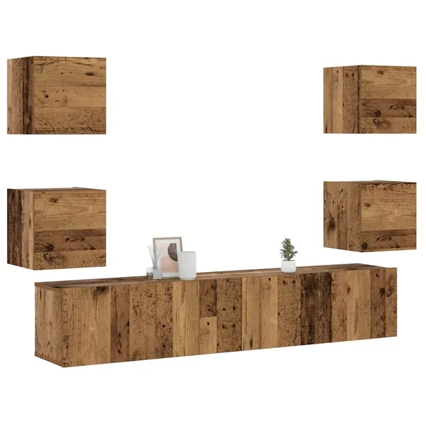 Meubles TV muraux 6 pcs vieux bois bois d'ingénierie