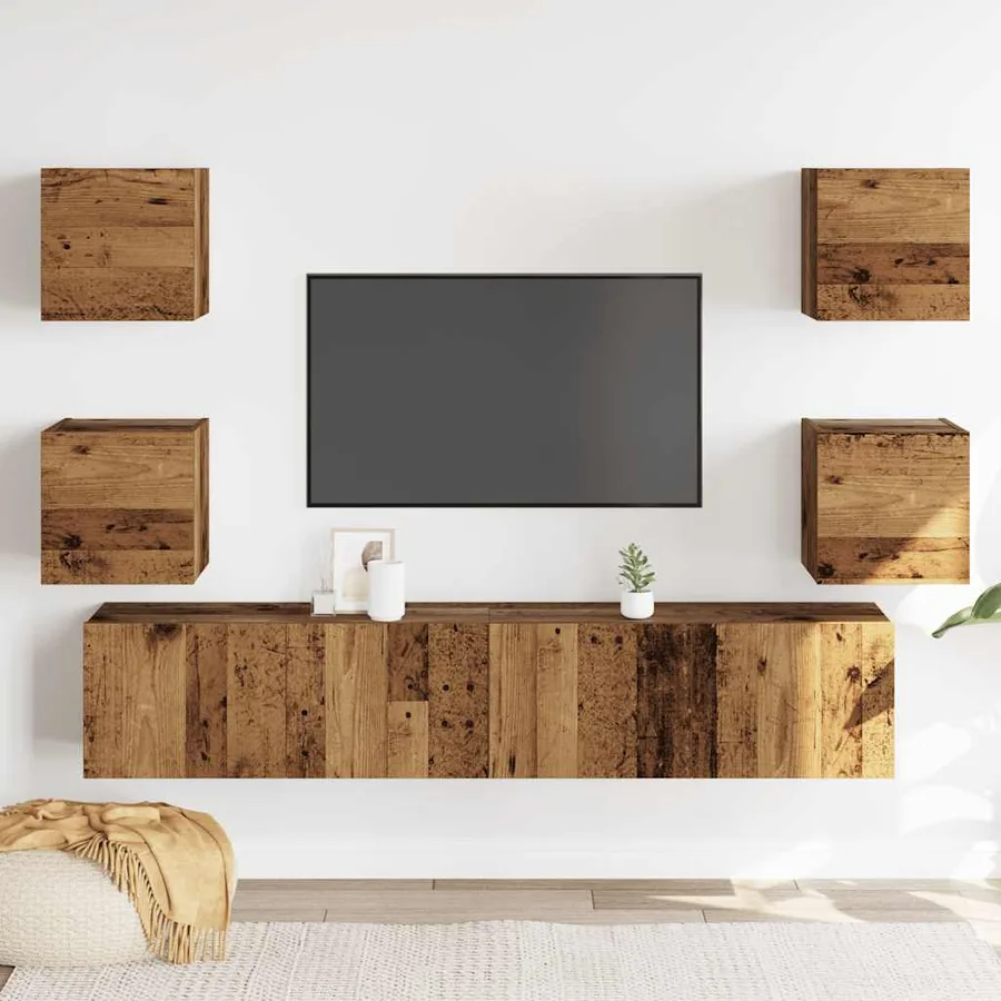 Meubles TV muraux 6 pcs vieux bois bois d'ingénierie - 3