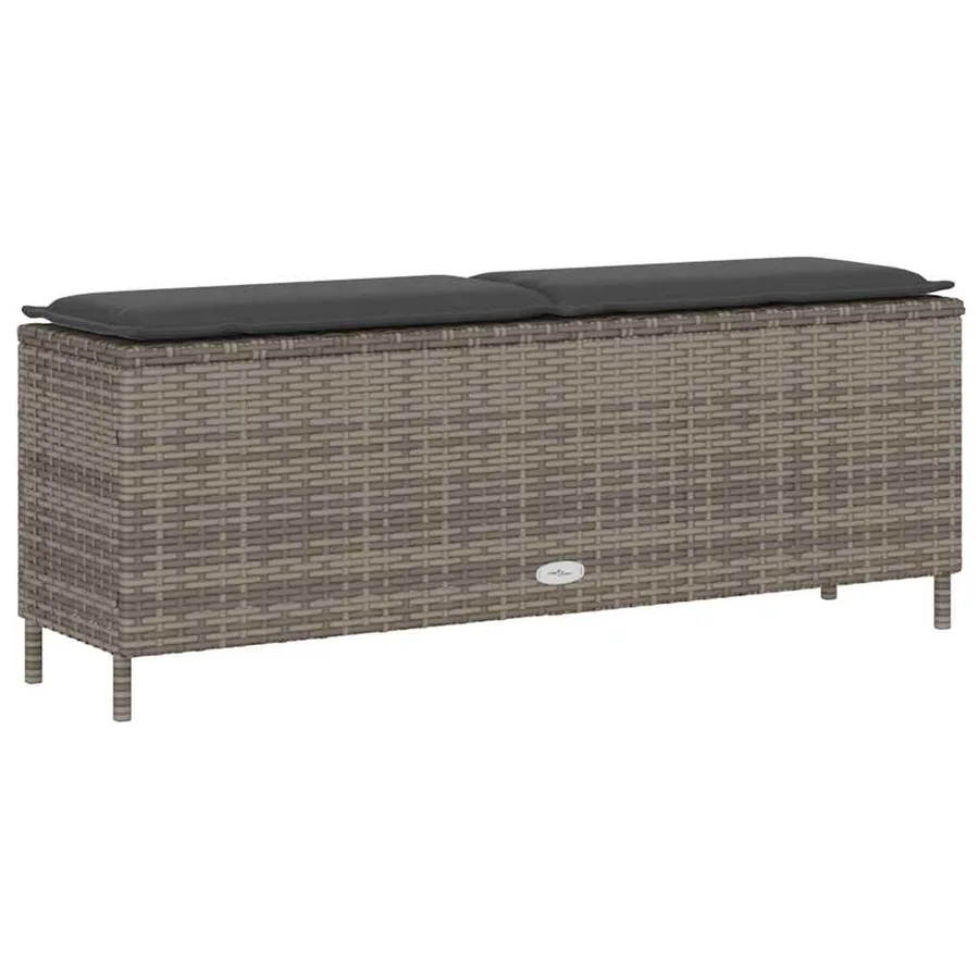 Banc de jardin avec coussin gris 110x30x40,5 cm résine tressée - 6
