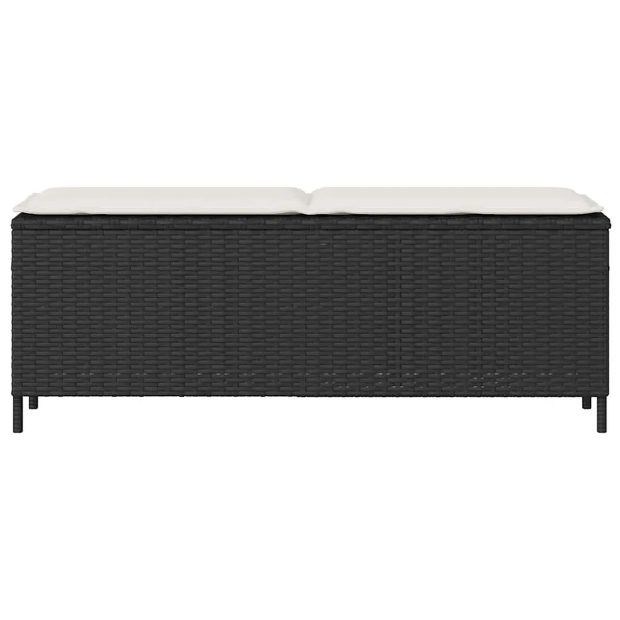 Banc de jardin avec coussin noir 110x30x40,5 cm résine tressée - 4