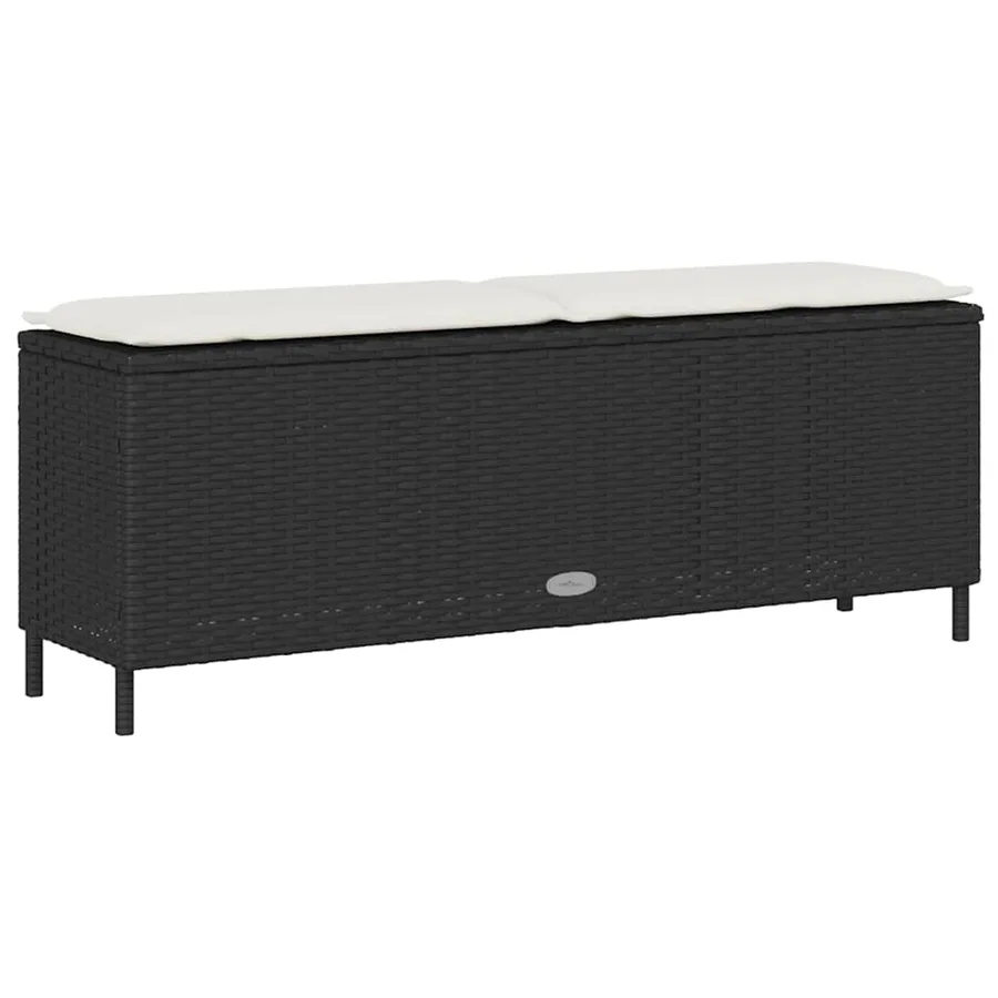 Banc de jardin avec coussin noir 110x30x40,5 cm résine tressée - 6