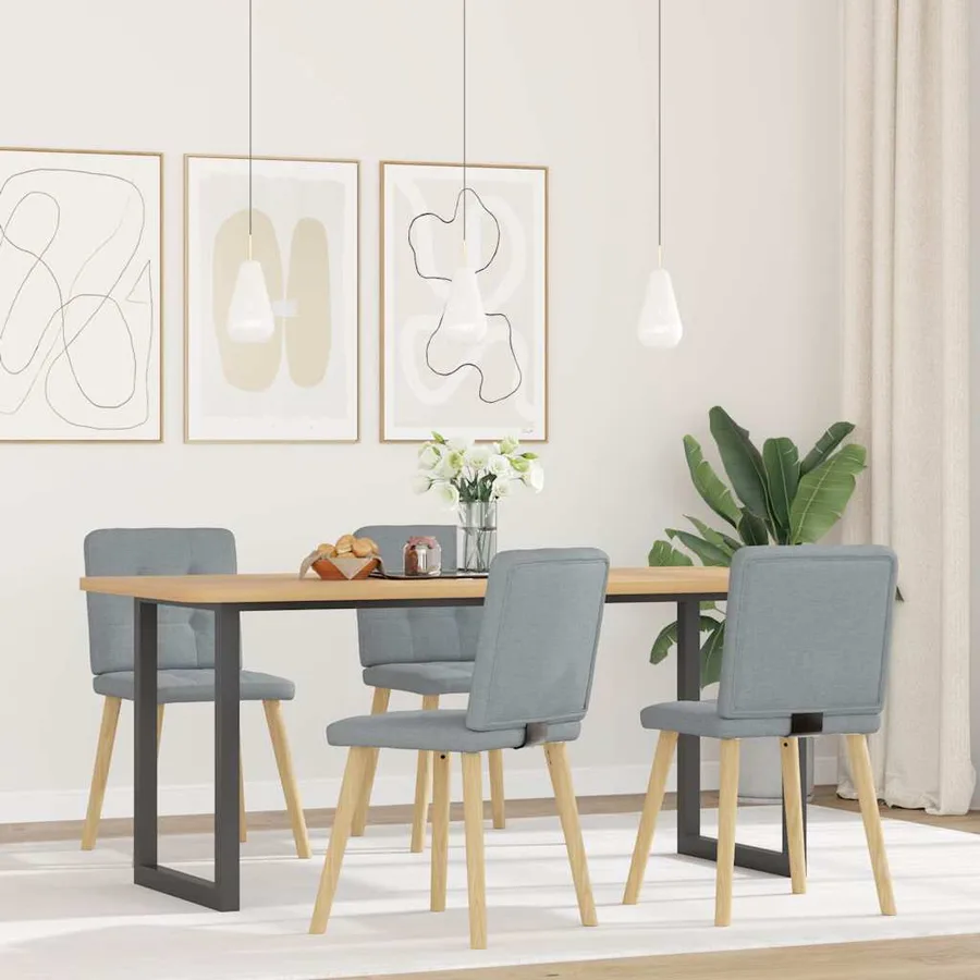 Chaises à manger lot de 4 gris clair tissu - 2
