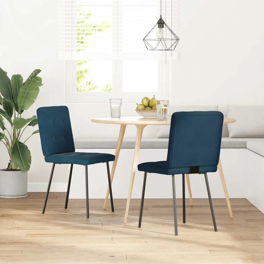 Chaises à manger lot de 2 Bleu Velours - 2