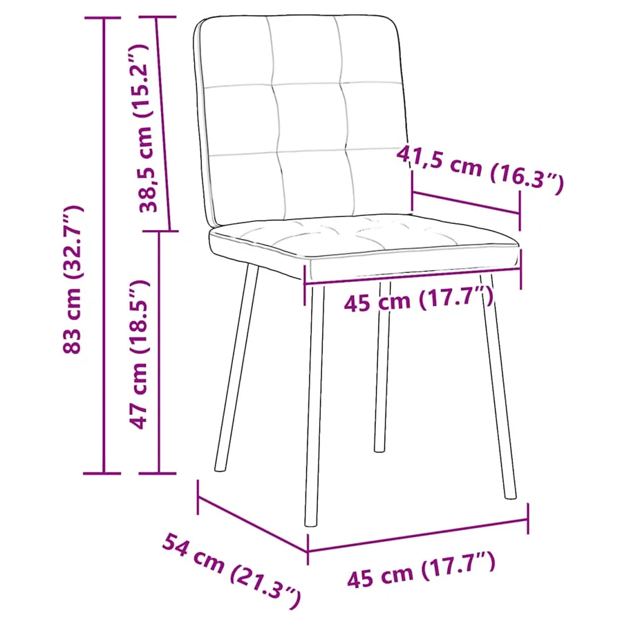 Chaises à manger lot de 2 Bleu Velours - 9