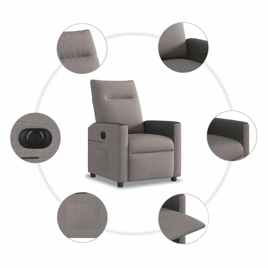 Fauteuil inclinable électrique Taupe Tissu - 10