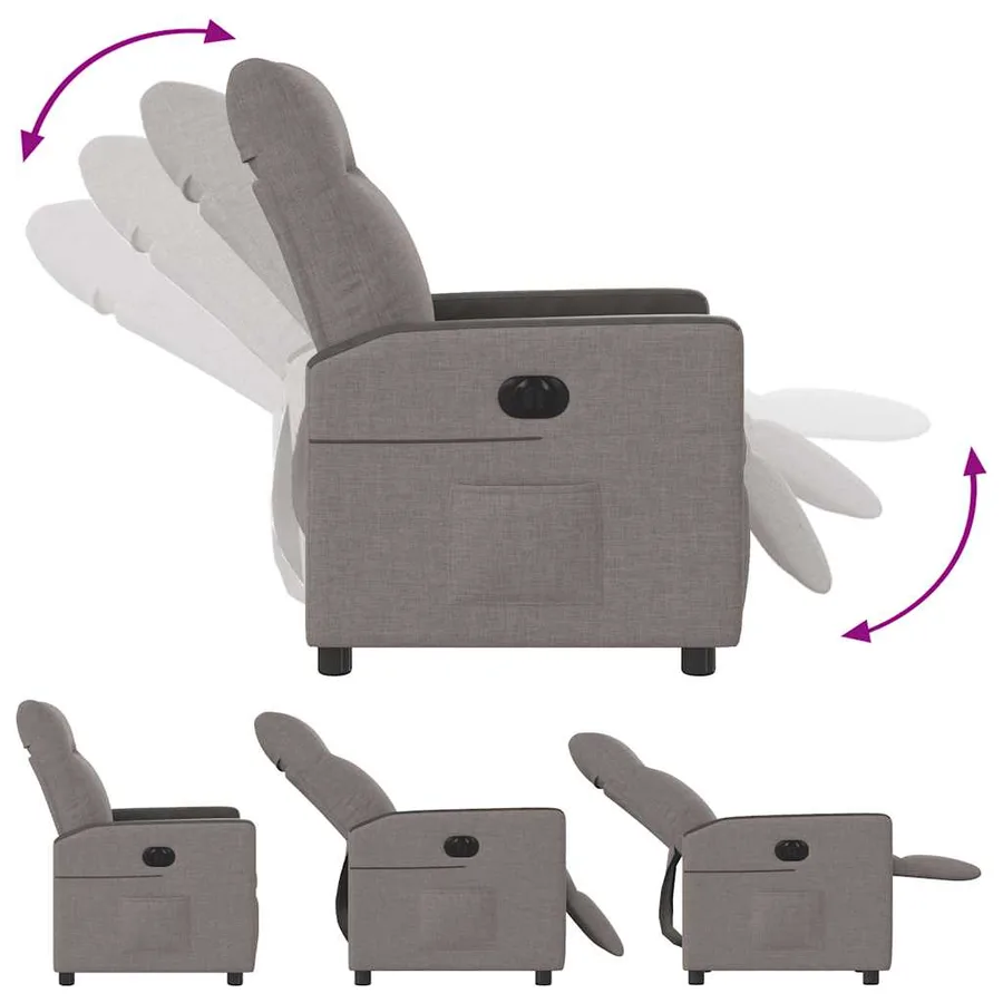 Fauteuil inclinable électrique Taupe Tissu - 8