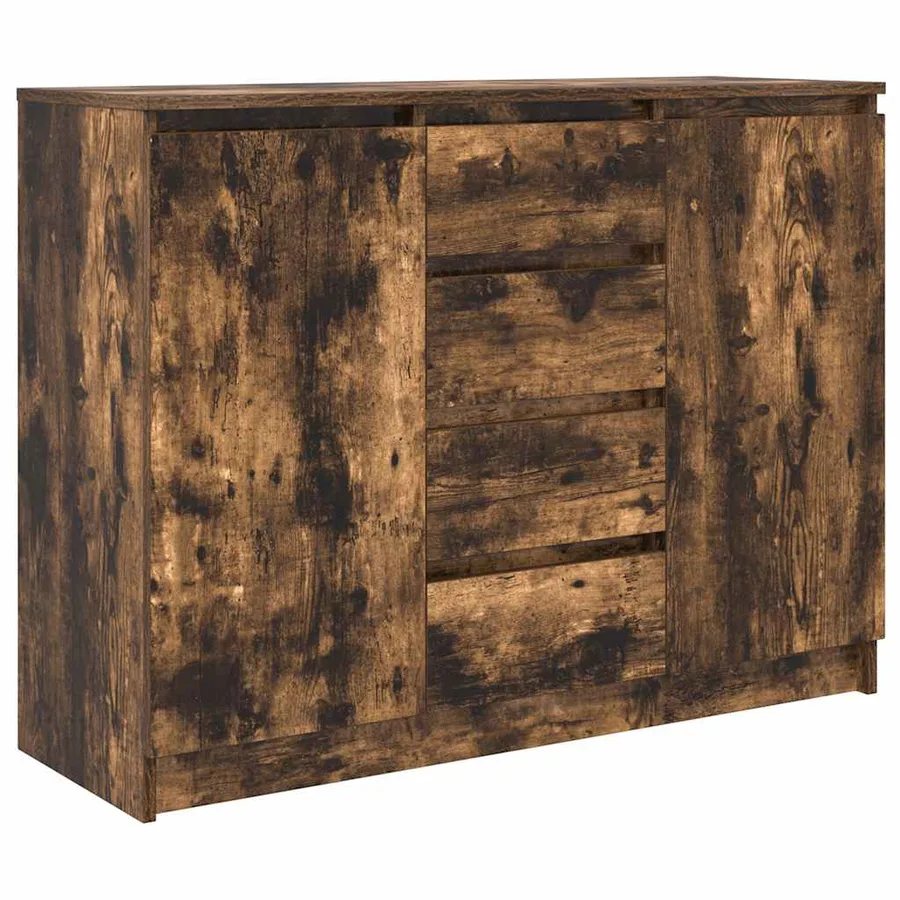 Buffet avec tiroirs chêne fumé 100,5x35x76 cm bois d'ingénierie - 2