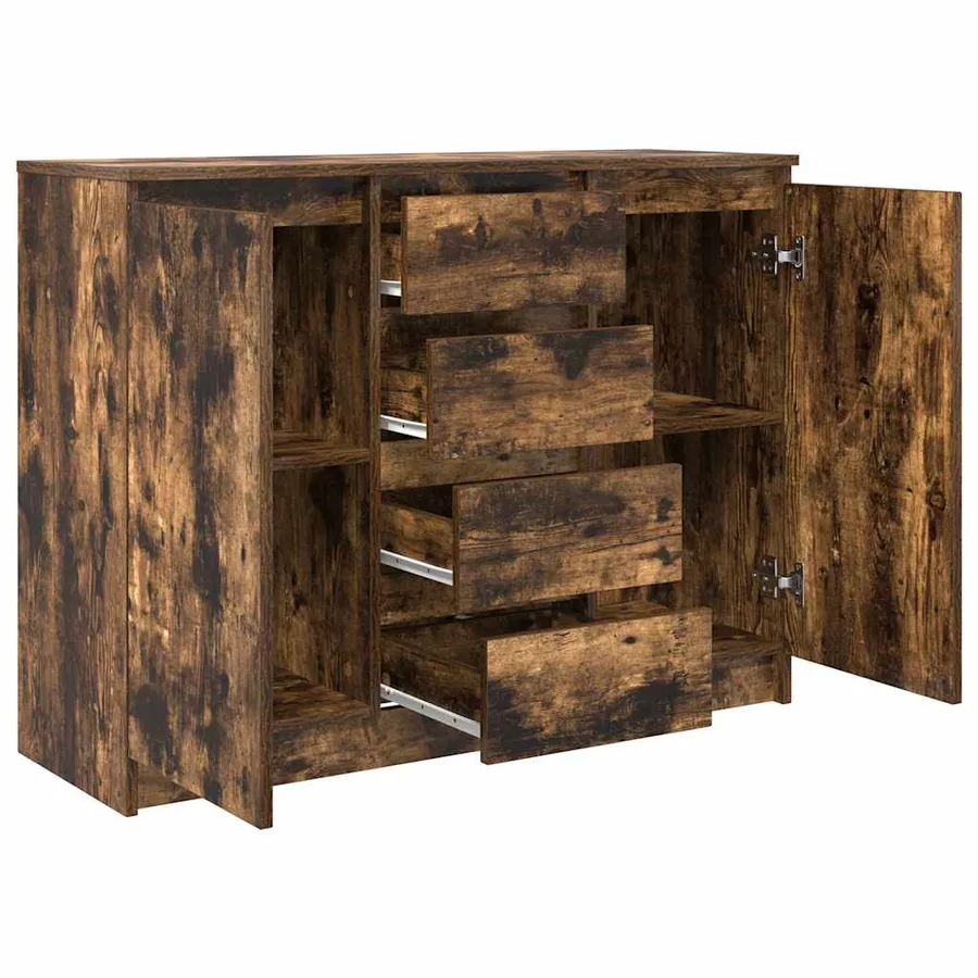 Buffet avec tiroirs chêne fumé 100,5x35x76 cm bois d'ingénierie - 5