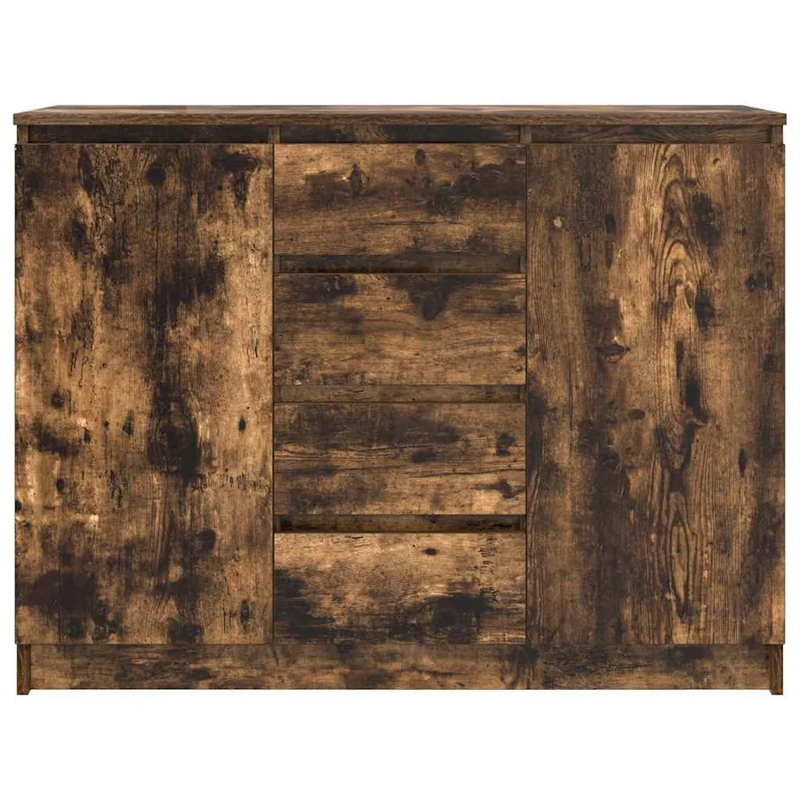 Buffet avec tiroirs chêne fumé 100,5x35x76 cm bois d'ingénierie - 6
