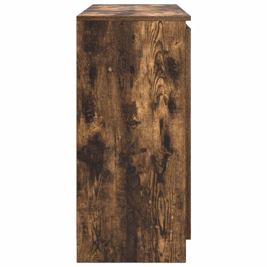 Buffet avec tiroirs chêne fumé 100,5x35x76 cm bois d'ingénierie - 7