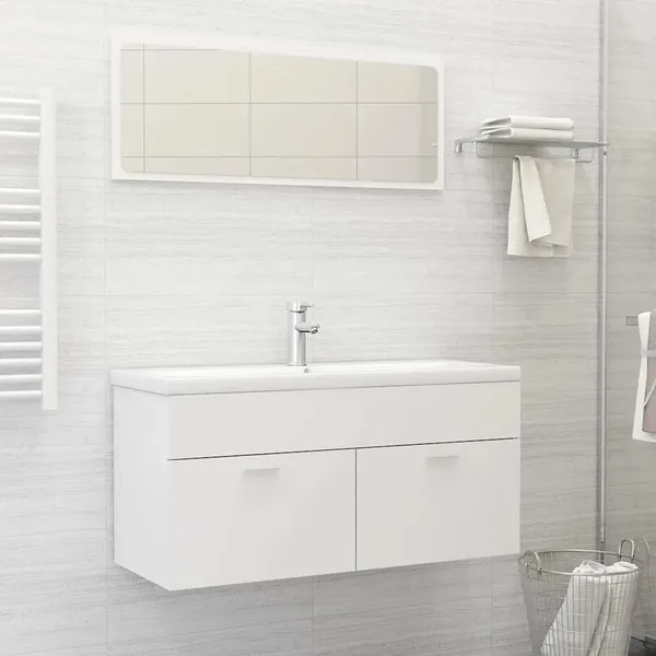 Ensemble de meubles de salle de bain Blanc Aggloméré