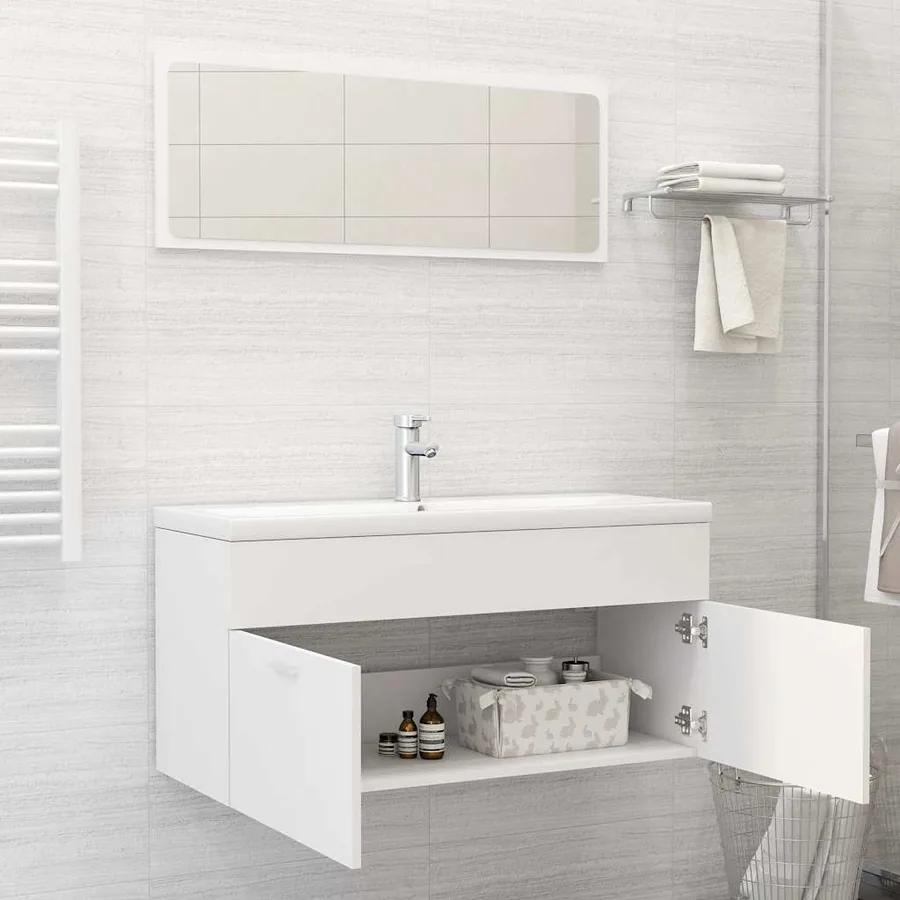 Ensemble de meubles de salle de bain Blanc Aggloméré - 3