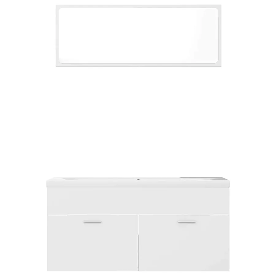 Ensemble de meubles de salle de bain Blanc Aggloméré - 5