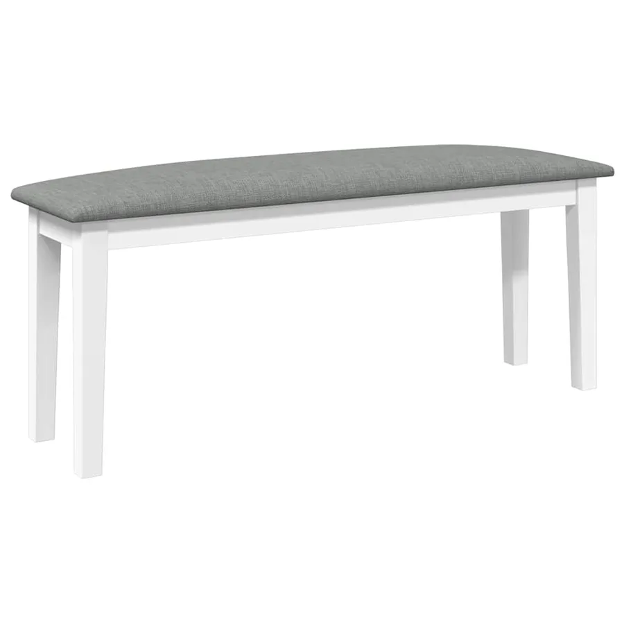 Banc 110 cm blanc bois massif caoutchouc - 2