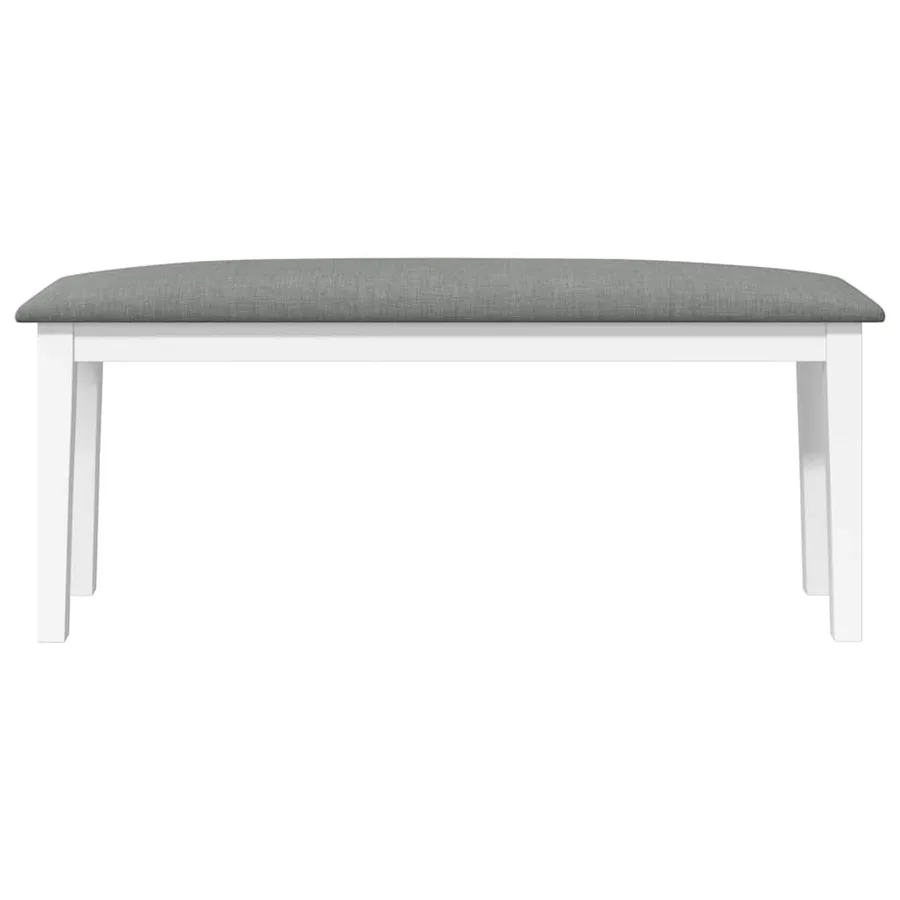 Banc 110 cm blanc bois massif caoutchouc - 4