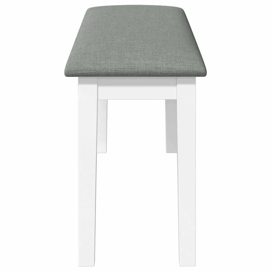 Banc 110 cm blanc bois massif caoutchouc - 5