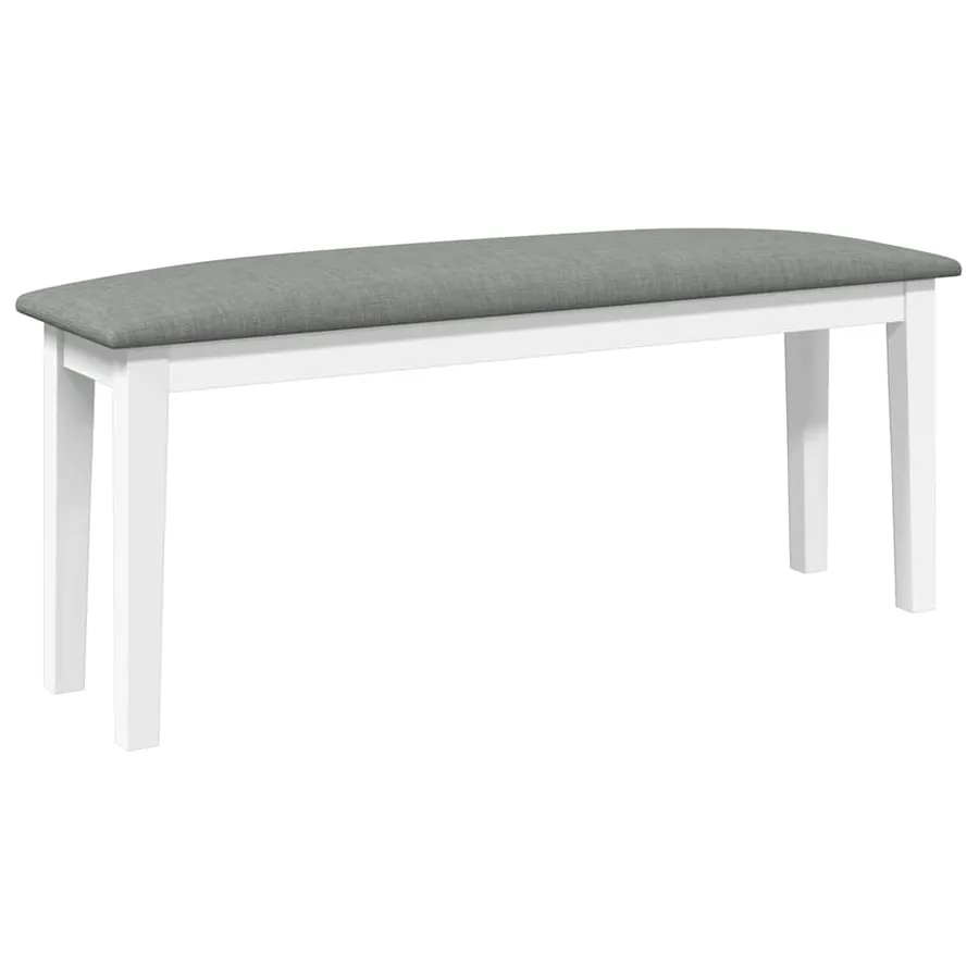 Banc 110 cm blanc bois massif caoutchouc - 6