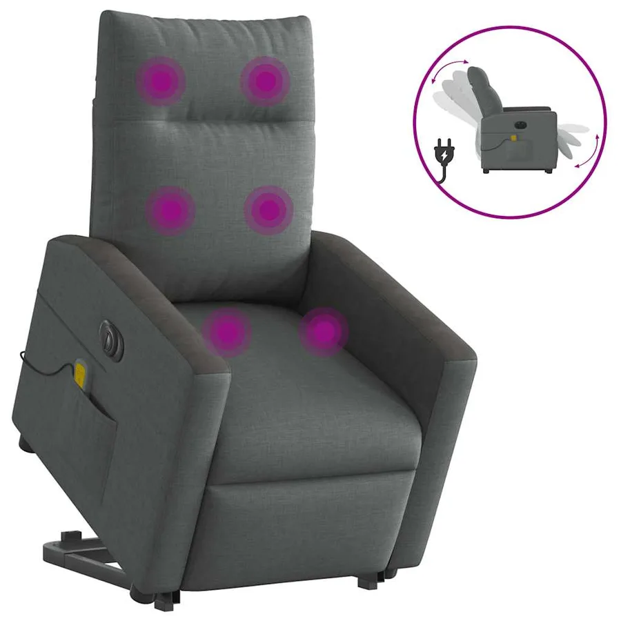 Fauteuil inclinable de massage électrique Gris foncé Tissu - 2