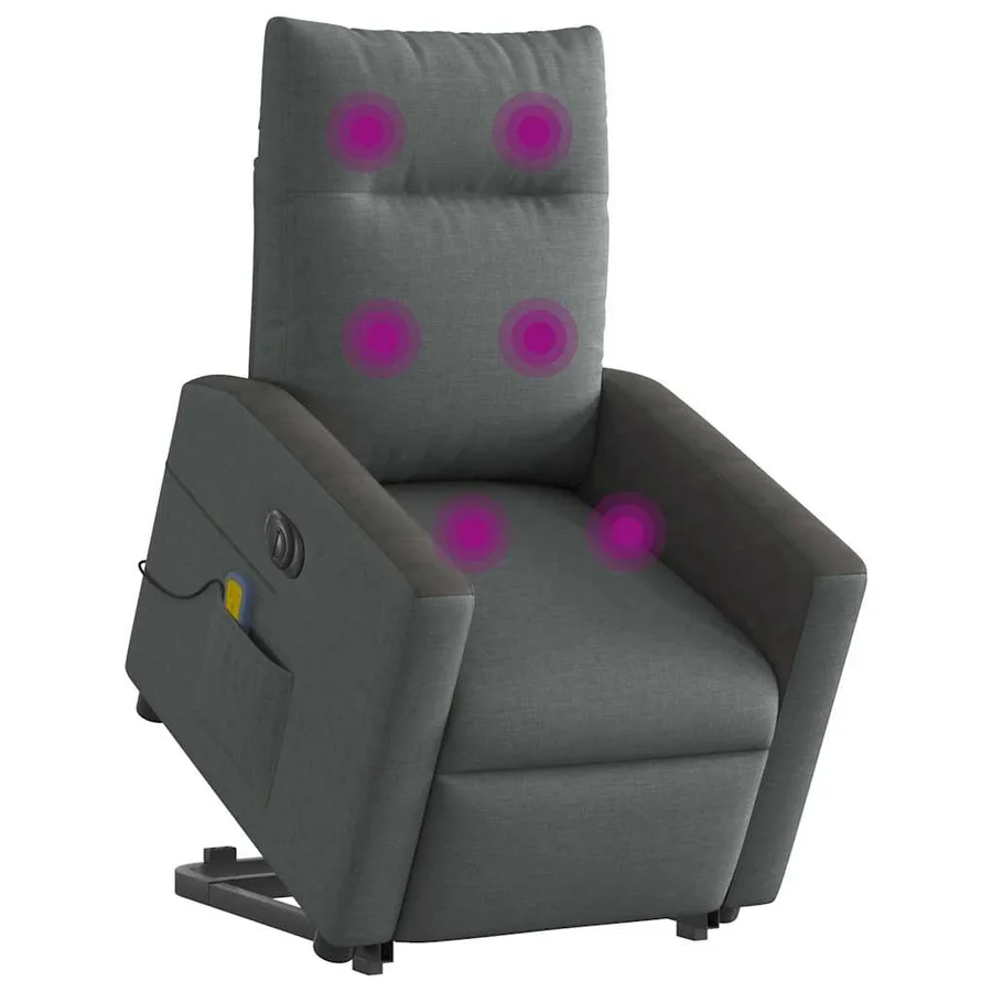 Fauteuil inclinable de massage électrique Gris foncé Tissu - 3